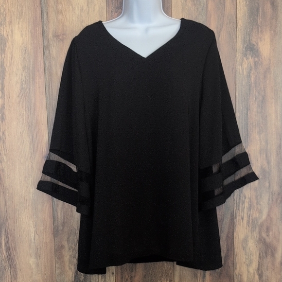 Zenana Outfitters Tops - Zenana Outfitters Black Sheer Sleeve Blouse 1X                              D266